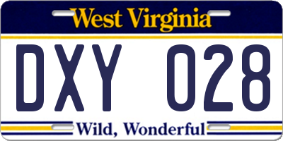 WV license plate DXY028