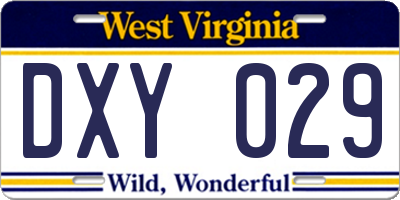 WV license plate DXY029