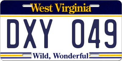 WV license plate DXY049