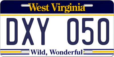 WV license plate DXY050