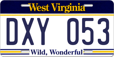 WV license plate DXY053