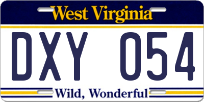 WV license plate DXY054