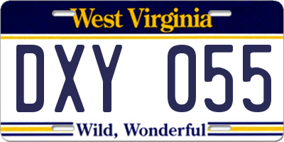 WV license plate DXY055
