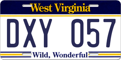 WV license plate DXY057