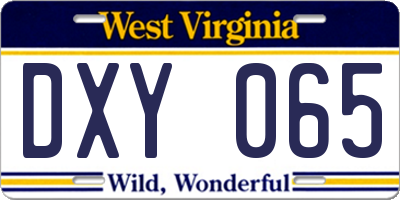 WV license plate DXY065