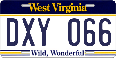 WV license plate DXY066