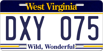 WV license plate DXY075