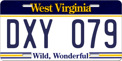 WV license plate DXY079
