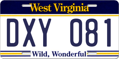 WV license plate DXY081