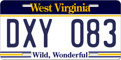 WV license plate DXY083