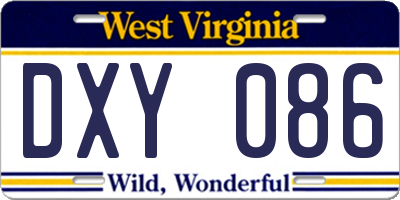 WV license plate DXY086