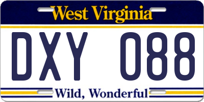 WV license plate DXY088