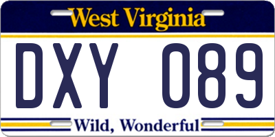WV license plate DXY089