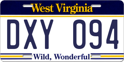 WV license plate DXY094