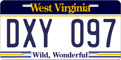 WV license plate DXY097