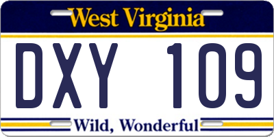 WV license plate DXY109