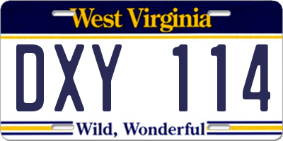 WV license plate DXY114
