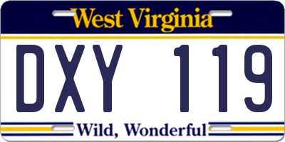 WV license plate DXY119
