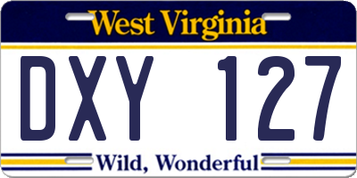 WV license plate DXY127