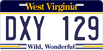 WV license plate DXY129
