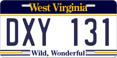WV license plate DXY131
