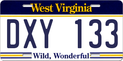 WV license plate DXY133
