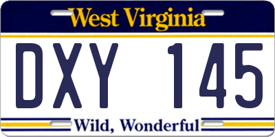 WV license plate DXY145