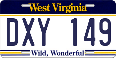 WV license plate DXY149