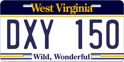 WV license plate DXY150