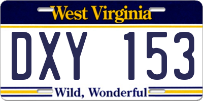 WV license plate DXY153