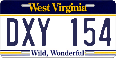 WV license plate DXY154
