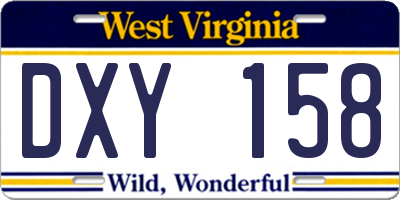 WV license plate DXY158