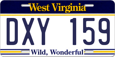 WV license plate DXY159