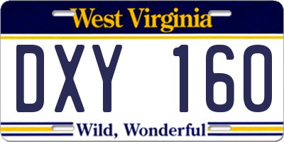 WV license plate DXY160
