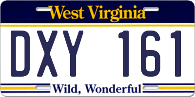 WV license plate DXY161
