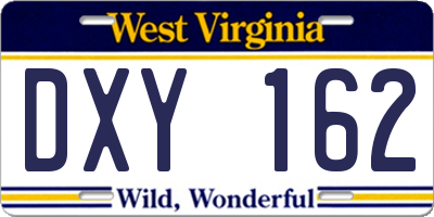 WV license plate DXY162