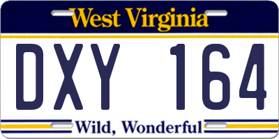 WV license plate DXY164
