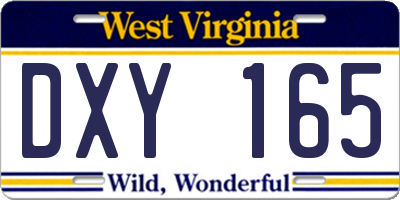 WV license plate DXY165