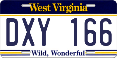 WV license plate DXY166