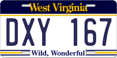 WV license plate DXY167