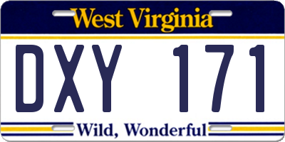 WV license plate DXY171