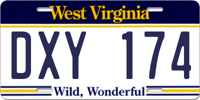 WV license plate DXY174