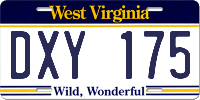 WV license plate DXY175