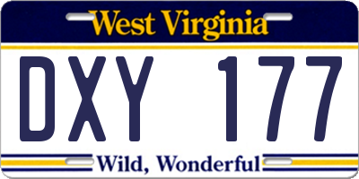 WV license plate DXY177