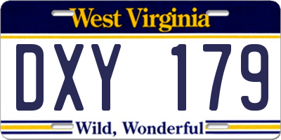 WV license plate DXY179