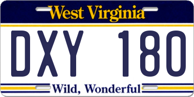 WV license plate DXY180