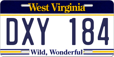 WV license plate DXY184