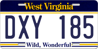 WV license plate DXY185