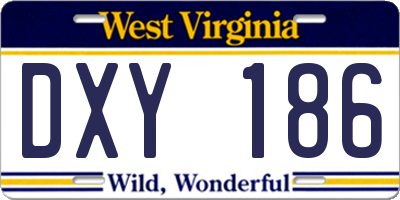 WV license plate DXY186