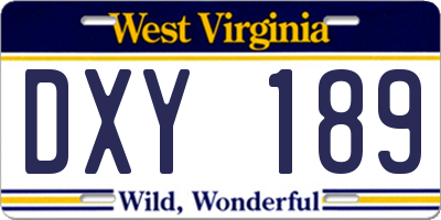 WV license plate DXY189